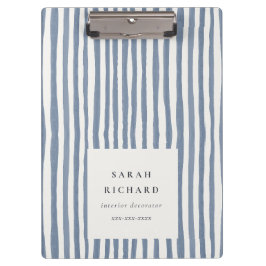 Boho Chic Dusky Blue Watercolor Hand Drawn Strips Klemmbrett