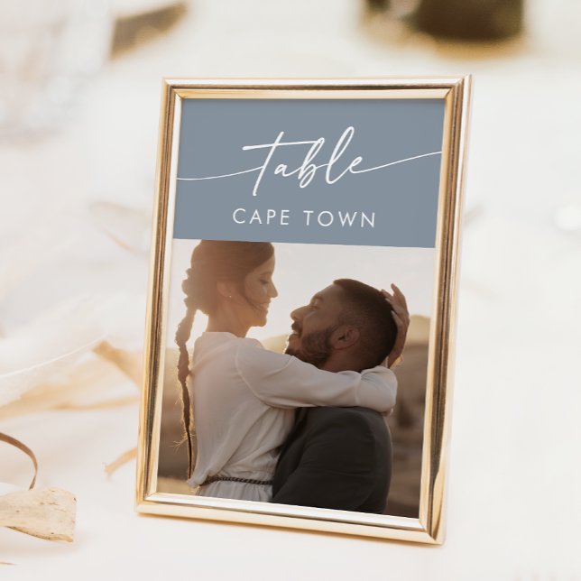 Boho Chic Dusty Blue Foto Tischnummern (Von Creator hochgeladen)