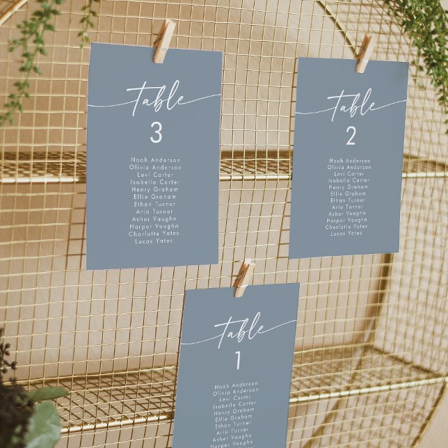 Boho Chic Dusty Blue Hanging Seating Chart Einladung (Von Creator hochgeladen)