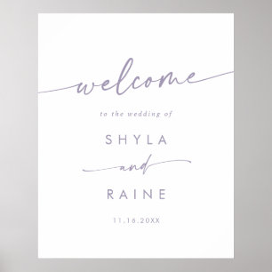 Boho Chic Dusty Lila DIY Wedding Willkommenszeiche Poster