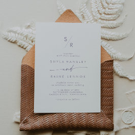 Boho Chic Dusty Lila Monogram Wedding Einladung
