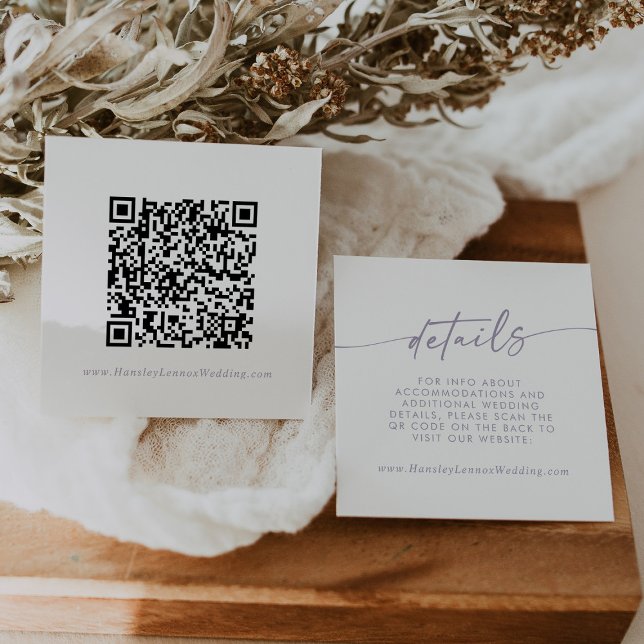Boho Chic Dusty Lila Wedding QR Code Details Begleitkarte (Von Creator hochgeladen)