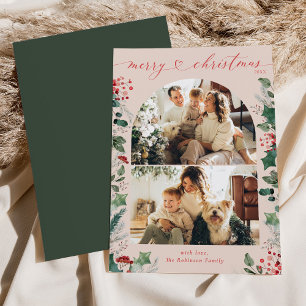 Boho Chic Dusty Pink Botanisches Foto Weihnachten