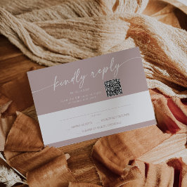 Boho Chic Dusty Rose Pink Mail In und QR Code RSVP Karte