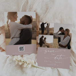 Boho Chic Dusty Rose Pink Multi-Foto QR Code Save The Date