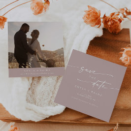 Boho Chic Dusty Rose Pink Square Foto Zurück Save The Date