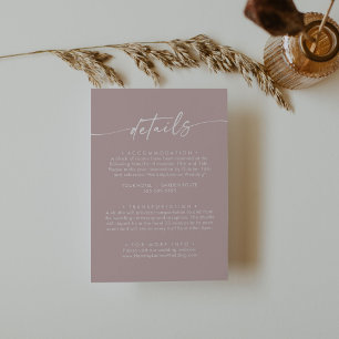 Boho Chic Dusty Rose Pink Wedding Details Begleitkarte