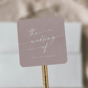 Boho Chic Dusty Rose Pink Wedding Umschlag Aufkleb Quadratischer Aufkleber