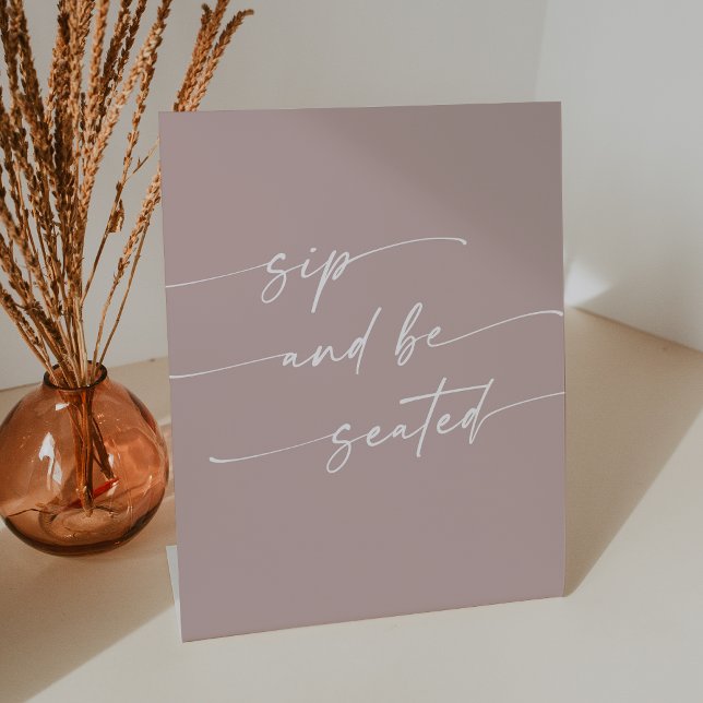 Boho Chic Dusty Rose Rosa Sip Sitzplatz Hochzeit Sockelschild (Von Creator hochgeladen)