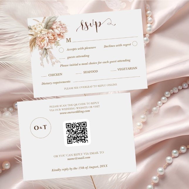 Boho Chic Elegant QR Code Wedding RSVP Card (Von Creator hochgeladen)