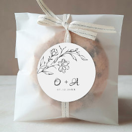 Boho Chic Elegant Wedding Monogram Umschlag Aufkle Runder Aufkleber