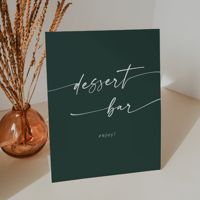 Boho Chic Emerald Green Dessert Bar Wedding Sockelschild (Boho Chic Emerald Green Dessert Bar Wedding Pedestal Sign)