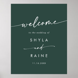 Boho Chic Emerald Green DIY Wedding Welcome Sign Poster