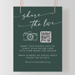 Boho Chic Emerald Green Teilen Sie die Liebe QR-Co Poster