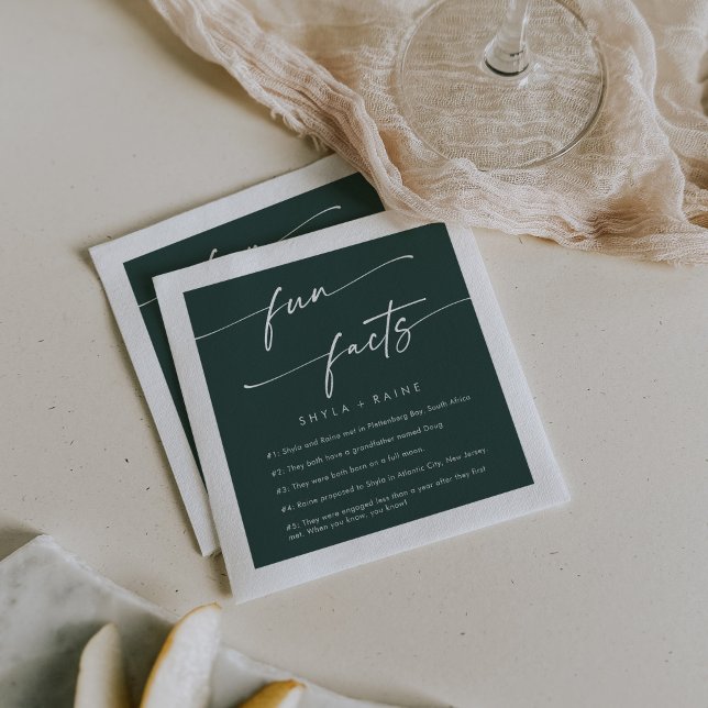 Boho Chic Emerald Green Wedding Fun Fakt Napkins Serviette (Von Creator hochgeladen)