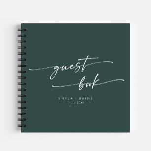 Boho Chic Emerald Green Wedding Guest Book Notizbuch
