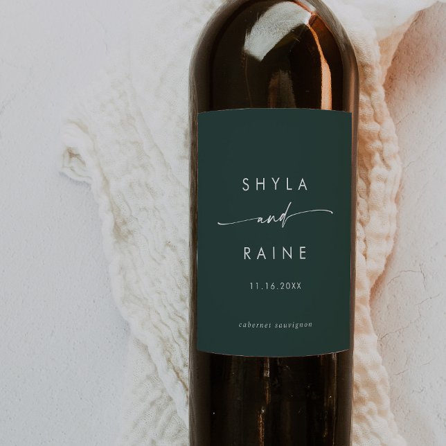 Boho Chic Emerald Green Wedding Wine Labels Weinetikett (Von Creator hochgeladen)