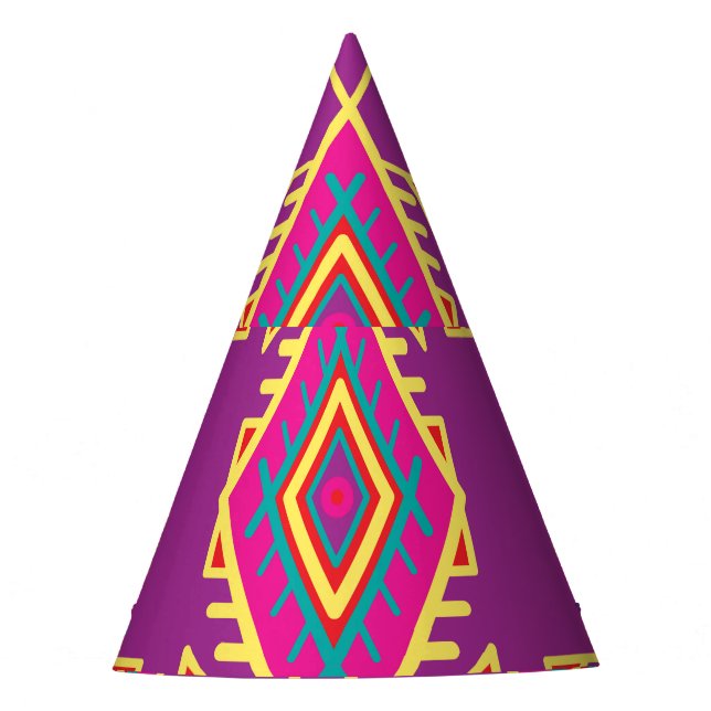 Boho Chic: Ethnische nahtlose Ornamente Partyhütchen (Vorderseite)