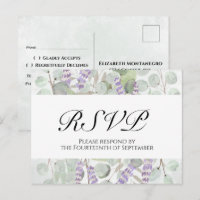 Boho Chic Eucalyptus & Lavender Wedding RSVP