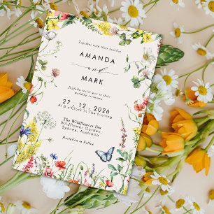 Boho-Chic-farbenfrohe-Wildblumen-Wiesen-Hochzeit Einladung