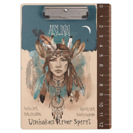 Boho Chic Fearless Girl Artwork mit Ruler Edge Klemmbrett