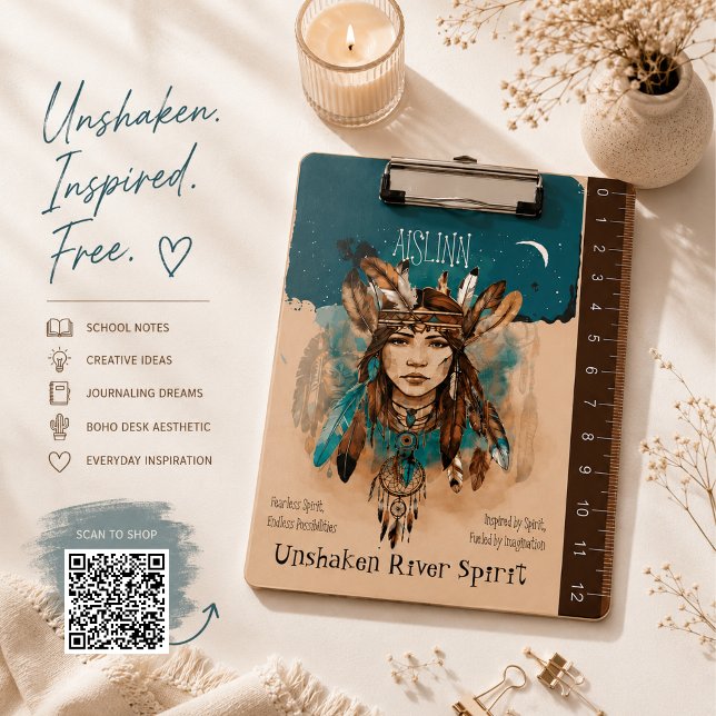 Boho Chic Fearless Girl Artwork mit Ruler Edge Klemmbrett (Von Creator hochgeladen)