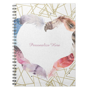 Boho Chic Feder Herz Glam Moderner Notizblock