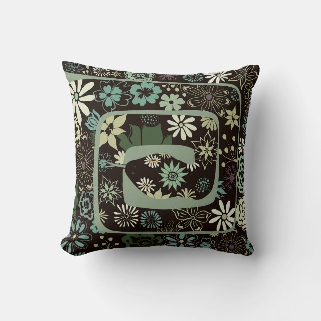 Boho Chic Floral Abstrakt Snake | Sage Green Kissen (Vorderseite)
