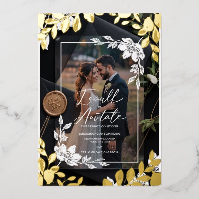 "Boho Chic Floral Acrylic Hochzeit Einladung mit (Vorderseite)