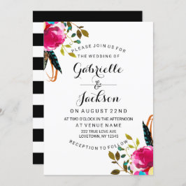 Boho Chic Floral Aquarelle Mariage Invitations
