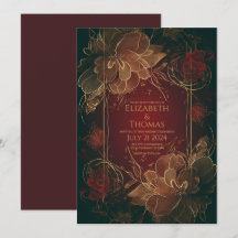 Boho Chic Floral Burgundy und Gold Thema.