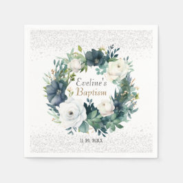 Boho Chic Floral Girls Taufe Serviette