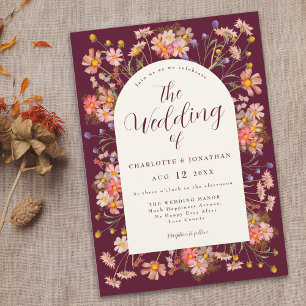 Boho Chic Floral Hochzeit im Herbst Einladung
