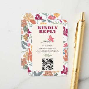 Boho Chic Floral Mitte des Jahrhunderts Retro Hoch Begleitkarte