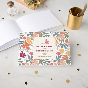 Boho Chic Floral Mitte des Jahrhunderts Retro Hoch Gästebuch