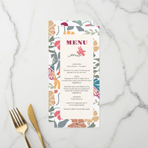 Boho Chic Floral Mitte des Jahrhunderts Retro Hoch Menükarte