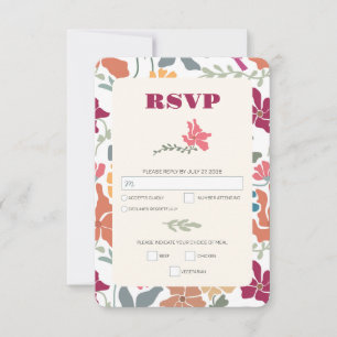 Boho Chic Floral Mitte des Jahrhunderts Retro Hoch RSVP Karte
