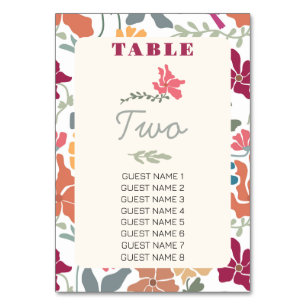 Boho Chic Floral Mitte des Jahrhunderts Retro Hoch Tischnummer