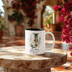 Boho Chic Floral Monogram Mug - Julia