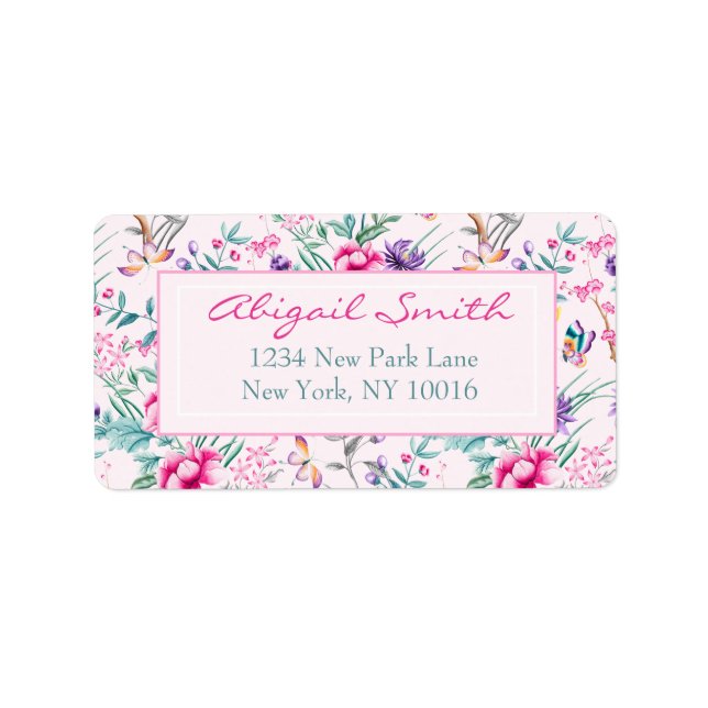 Boho Chic Floral Motif avec Papillons Étiquettes (Devant)