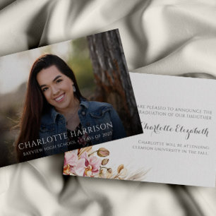 Boho Chic Floral Photo Graduation Faire-part