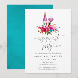 Boho Chic Floral Verlobungsfeier Weinprobe Einladung