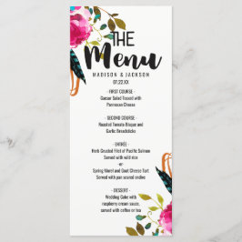 Boho Chic Floral Watercolor Menu Mariage