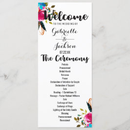 Boho Chic Floral Watercolor Programme de mariage