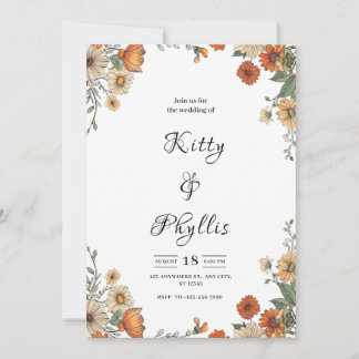 Boho Chic Floral Wedding Einladung