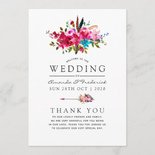 Boho Chic Floral Wedding Programm