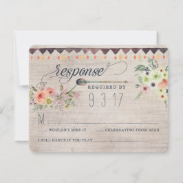 Boho Chic Floral Wedding RSVP Card Karte