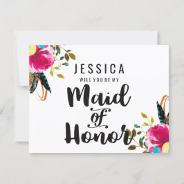 Boho Chic Floral werden Sie meine Trauzeugin sein Einladung