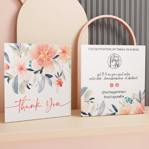 Boho chic florale Aquarell Ordnung danke Quadratische Visitenkarte