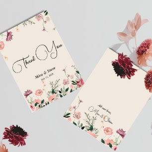 Boho-chic florale Hochzeits-Dankeskarten Dankeskarte
